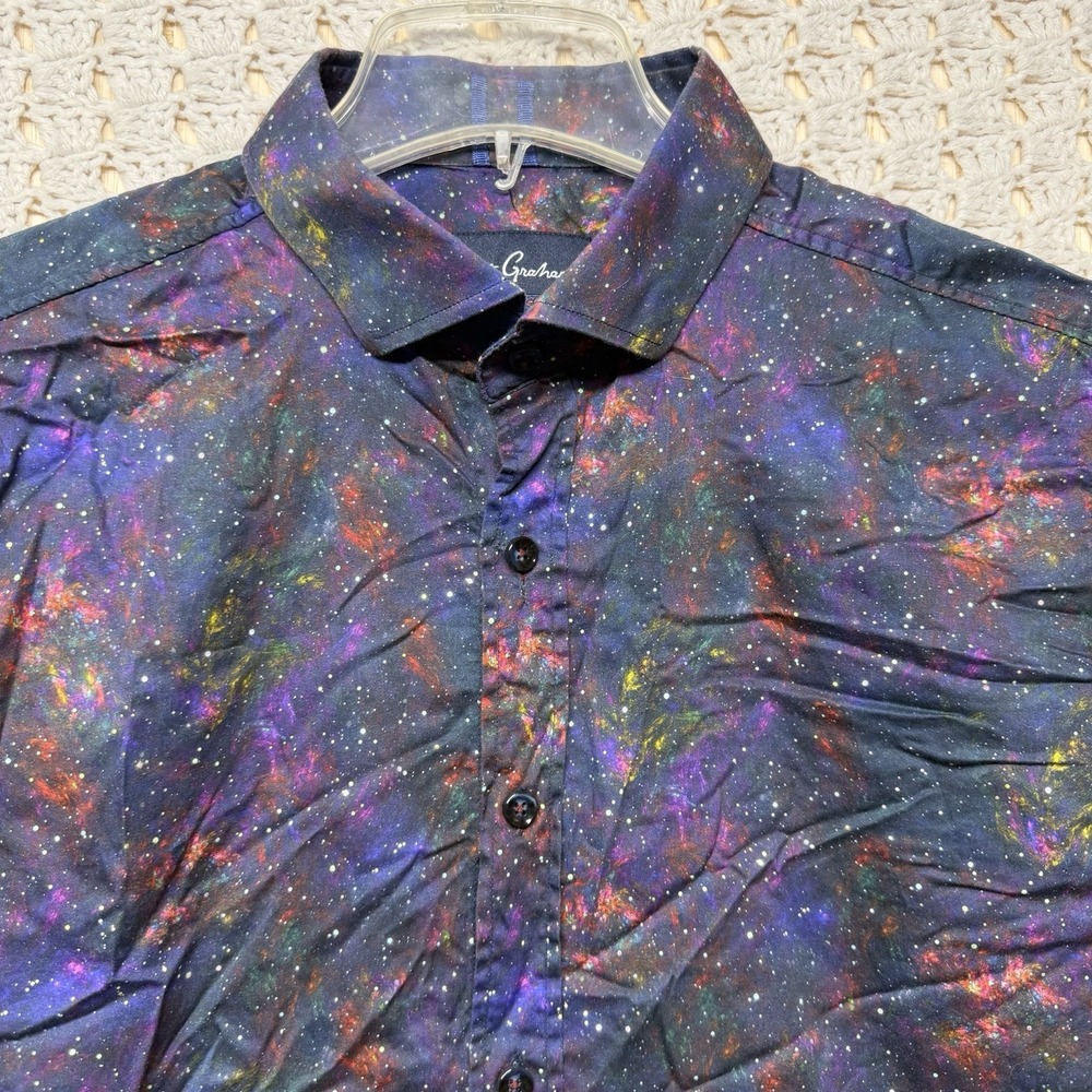 Robert Graham Galen Shirt Mens XL Purple Galaxy Long Slv Button-Down 100%Cotton - Picture 2 of 11